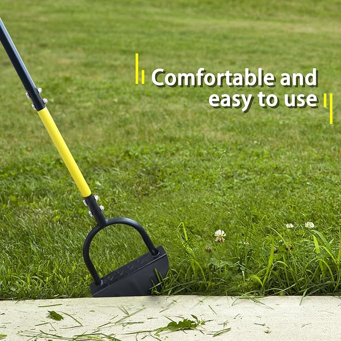 Manual Edger, Half Moon Edger, Saw-Tooth Garden Edger Hand with Steel Long Handle, Lawn Edger for Garden Sidewalk Flower Beds