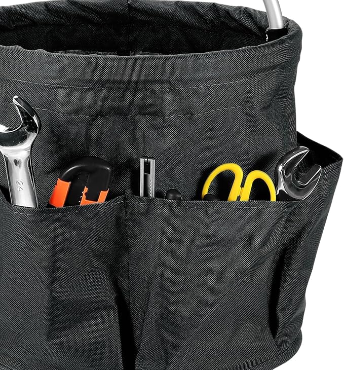 HARFINGTON Garden Tool Bag 17L Large Oxford Waterproof with Pockets Garden Tote Bag Gardening Plant Tool Organizer Storage Carrier Store for Outdoor Women Men, Black