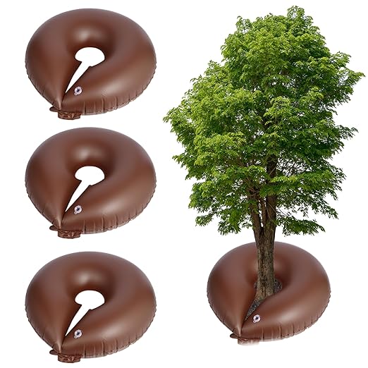 TezhiIe 3 Pack 15 Gallon Tree Watering Ring Bag, PVC Drip Irrigation Water Pouch Automatic Drip System, Watering Donuts for Trees, Deep Root & Low-Profile Slow Release Watering Bag