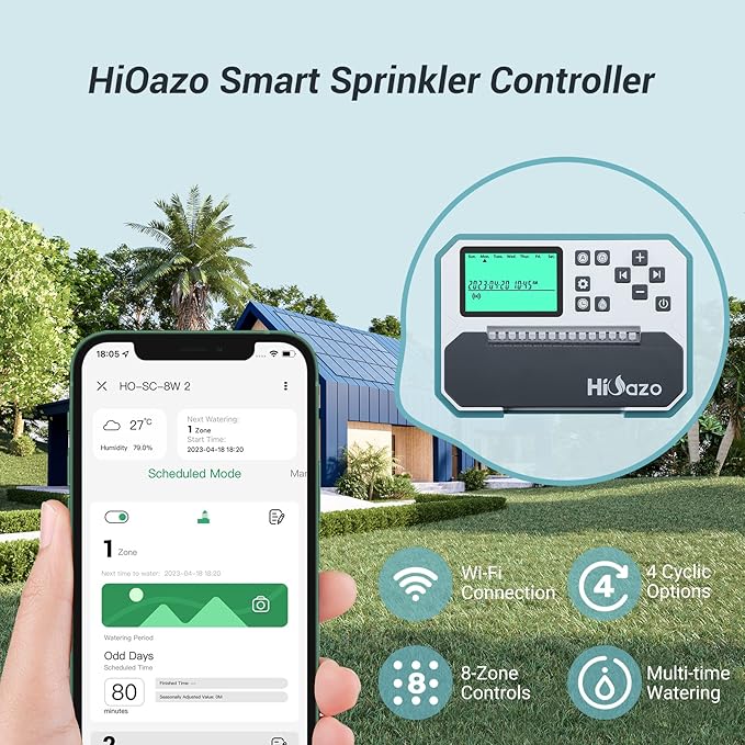 Smart Indoor Sprinkler Controller 8 Zone, WiFi Irrigation System Controller, Free APP, Support Rain Sensor (HO-SC-8W)