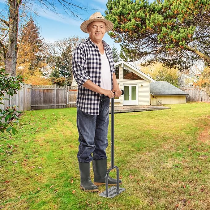 Dolibest Lawn Aerator Spike, Manual Lawn Aerator Tool with 15 Stainless Steel Spikes, Spike Lawn Air Aerator with Non-Slip Grip Handle, Grass Aerator Tool for Loosening Soil and Improving Lawn Health