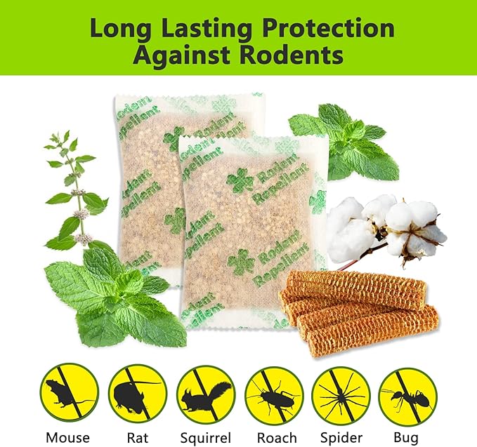 Mice Repellent Indoor, Peppermint Oil to Repel Mice and Rats, Extra-Strength Plant-Based Mice Repellent Rat Repellent for House Squirrel Repellent Rodent Deterrent for Indoor Use (Pack of 10)
