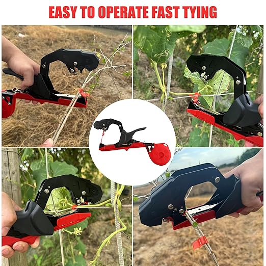 Plant Tying Machine,Handy Plant Binding Tape Tool, Quick Tying Grape Vines, Binding Tomato Vines, Lightweight Plant Tying Tools，More Durable Come with 10000pcs Staples 10 Rolls Tape