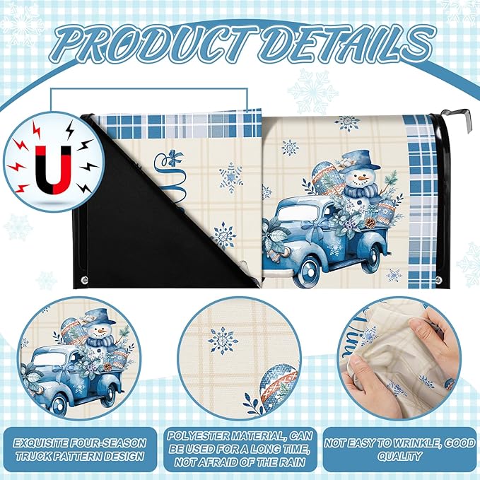 4 Pcs Hello Spring Summer Mailbox Covers Magnetic Standard Size 18 x 21 Inch Hello Autumn Winter Magnetic Mailbox Covers Wraps Decoration for Garden Yard Home Outdoor Decor