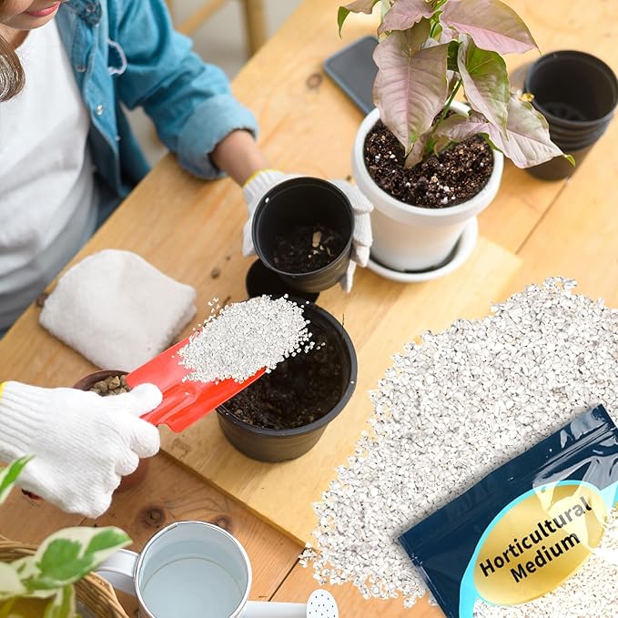 Horticultural Perlite for Plants 4qt, Chunky Perlite Bulk for Gardening, Soil Amendments to Improve Soil Aeration & Dranage for Houseplant