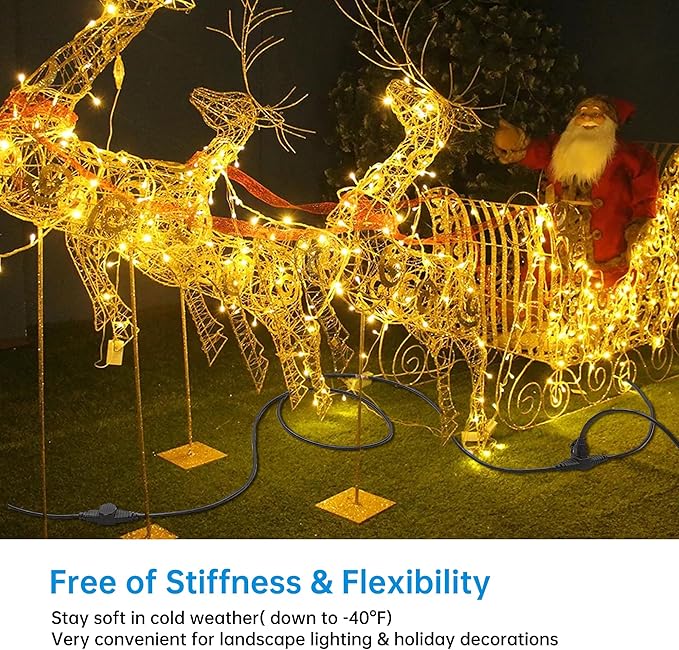 50FT 14 Gauge Heavy Duty Multi-Outlet Extension Cord, 7 Evenly Spaced Weatherproof Outlets, Great for Stage Backdrops, Landscape Garden Lighting, Christmas Halloween Decorations ETL