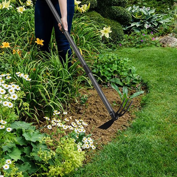 Hoe Garden Tool, 45 Inch Garden Hoe Long Handle for Weeding, Hoe Cultivator 2 in 1 Hand Garden Tools for Gardening Tools Planting