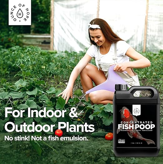 OMRI Listed Organic Concentrated Fish Poop | Plant Food & Soil Conditioner | Liquid Fish Fertilizer for Indoor Potted House Plants, Herb Gardens, Hydroponics (1 Gallon)