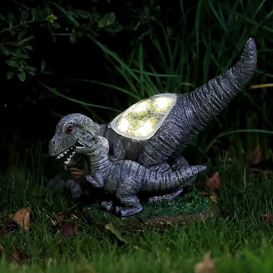 Garden Statue Dinosaur,Solar Dinosaur Decor for Outdoor,Resin Dinosaurs Figurine with Solar Light for Patio,Balcony,Yard,Lawn Ornament,Perfect Garden Gift