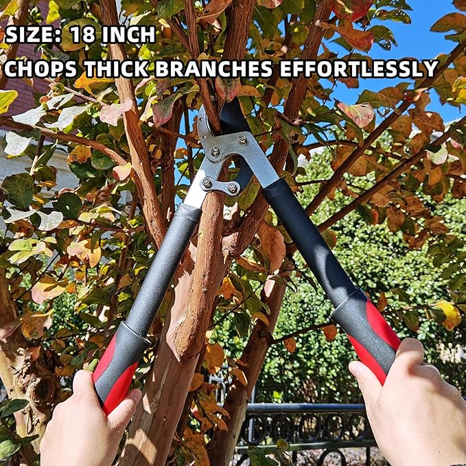 Lopper Heavy Duty Branch Cutter Tree Clippers with Compound Action, Chops Thick Branch Ease, Garden Loppers Pruning, 18 Inch Tree Trimmer with 1.6” Clean Cut Capacity (18 Inch)