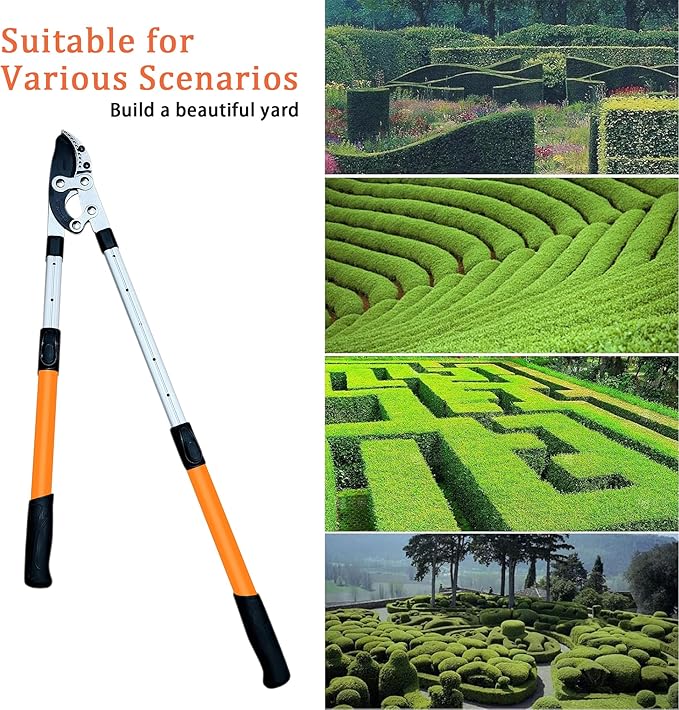 27-41'' Extendable Hand Loppers for Pruning, Tree Trimmer with 1.5" Cutting Capacity, Chops Thick Branches Ease, Heavy Duty Tree Pruner with SK5 Spare Blade