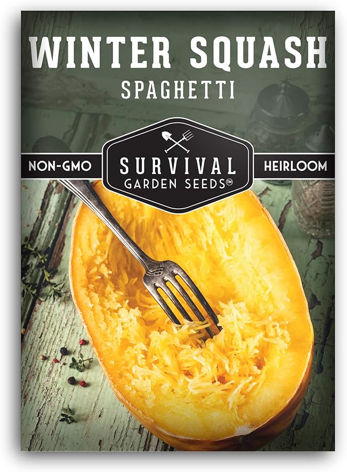 Survival Garden Seeds - Spaghetti Squash Seed for Planting - Packet with Instructions to Plant and Grow Low Carb Healthy Winter Squash in Your Home Vegetable Garden - Non-GMO Heirloom Variety
