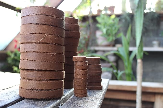 Coco Coir Discs (30mm 50-Pack) - Organic Coconut Coir Seed Starting Discs - Coconut Fiber Seedling Soil for House Plants, Potting Soil, & Indoor Plants - Organic Coco Coir for Plants & Potting Mix