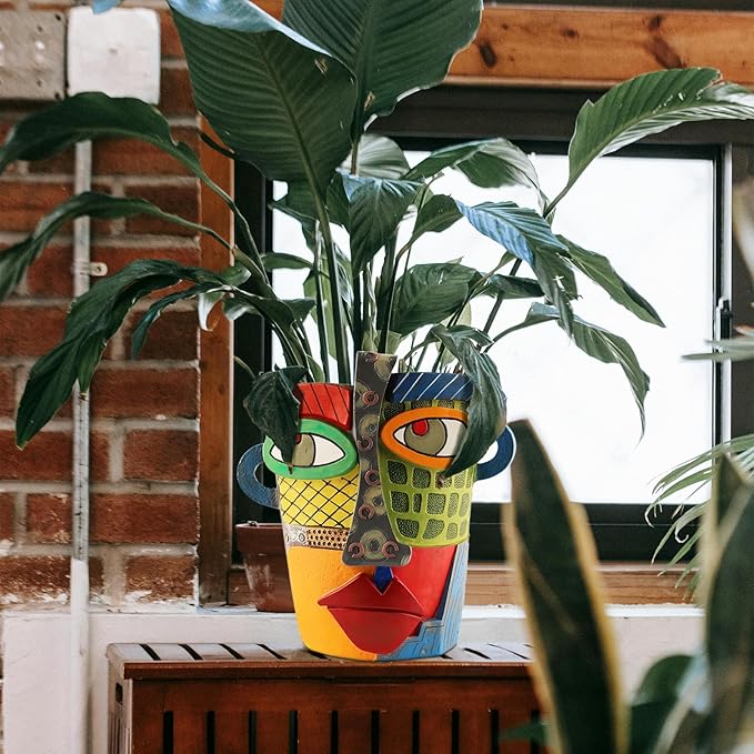 Abstract Face Planters Pots Head,Unique Head Planter for Indoor Plants,Funny Face Flower Pot,Colorful Plant Pots for Outdoor Garden Deco and Home Art Decoration(Modern)