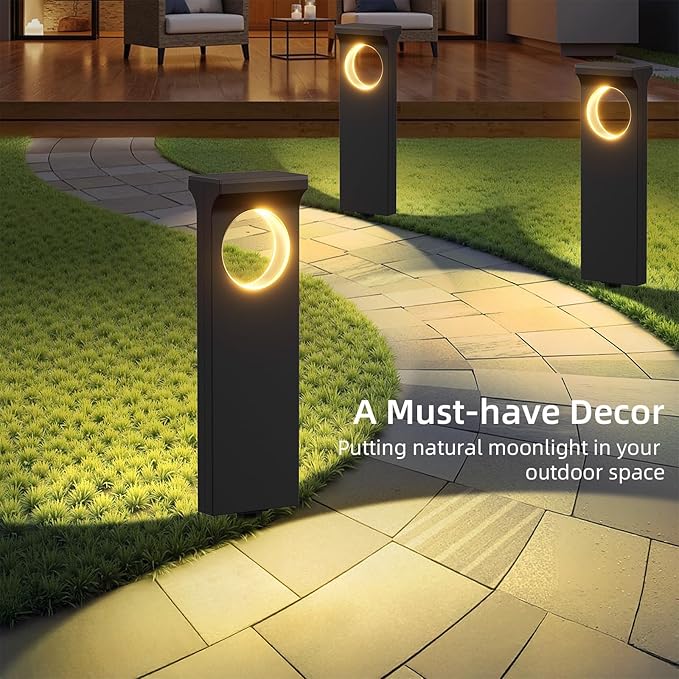 Solar Pathway Lights Outdoor, 2 Pack Upgraded Moon Shaped Landscape Lights - Brighter & Waterproof Solar Powered Decor for Yard, Garden, Path, Walkway, and Outdoor Decoration