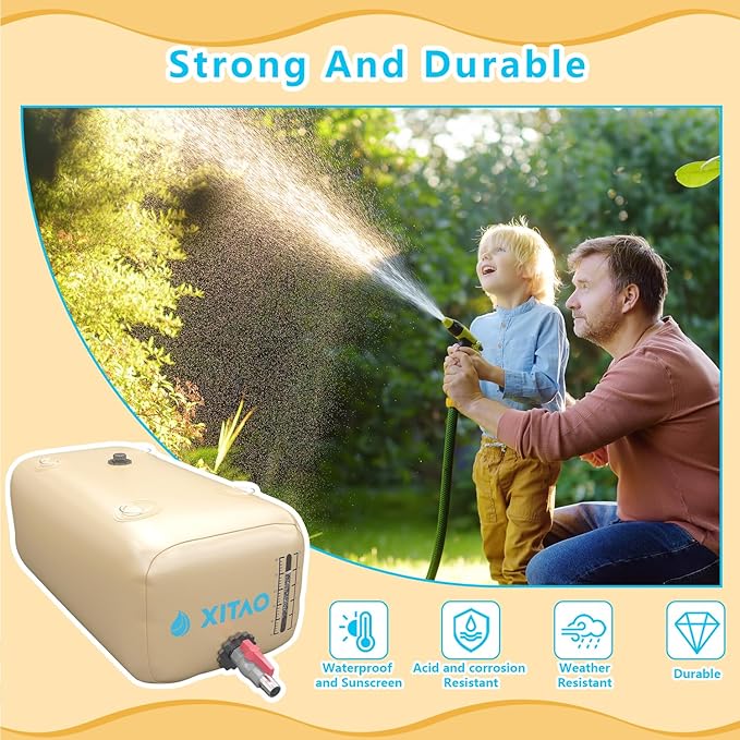 XITAO 29Gal/110L Water Storage Bladder w/Water Level Indicator, Large Capacity Foldable Water Storage Containers, Portable Emergency Water Tank Water Bag for RVs, Fire Prevention, Irrigation