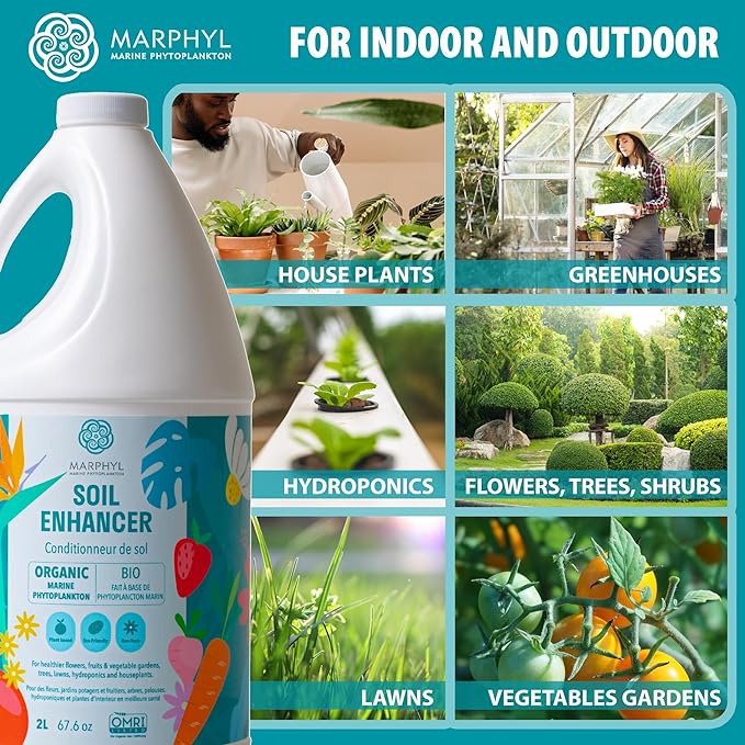 MARPHYL Organic Liquid Fertilizer - Outdoor & Indoor Plant Food - All-Purpose, Nutrient-Rich Lawn Fertilizer & Soil Enhancer for House Plants, Flowers, Vegetables, Succulents, Bamboo, Hydroponics
