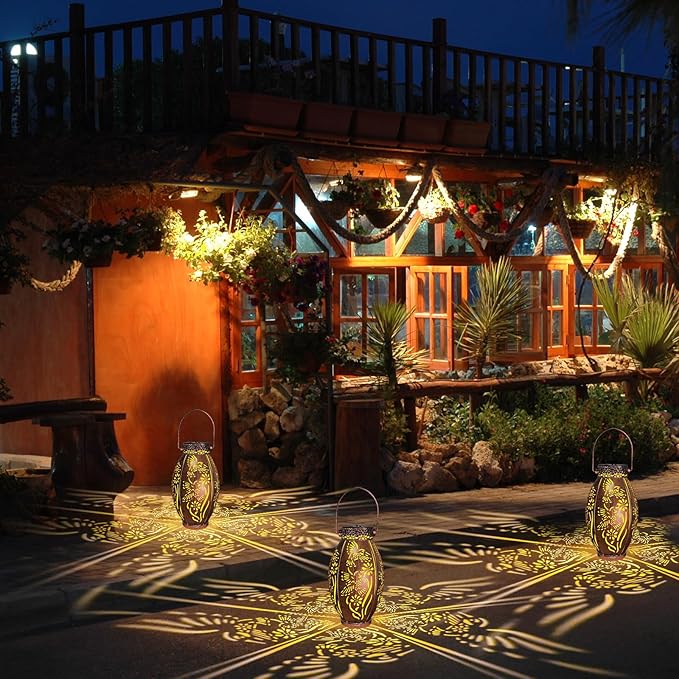 pearlstar 2 Pack Decorative Solar Lantern Lights for Hanging or Table Outdoor Solar Light for Patio Yard Garden Lawn Landscape Lighting Waterproof, Gift for Wamen Men Mom, Warm Lights,Hummingbird