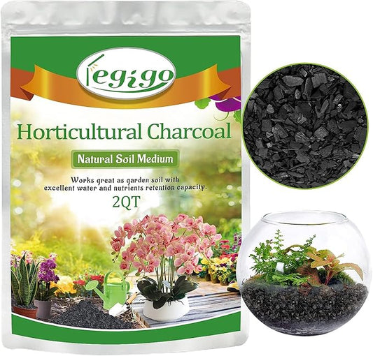 Legigo 2QT Horticultural Charcoal for Plants- Plant Charcoal Hardwood Biochar Soil Amendment, Activated Charcoal for Soil Amendment, Terrariums, Indoor Plant