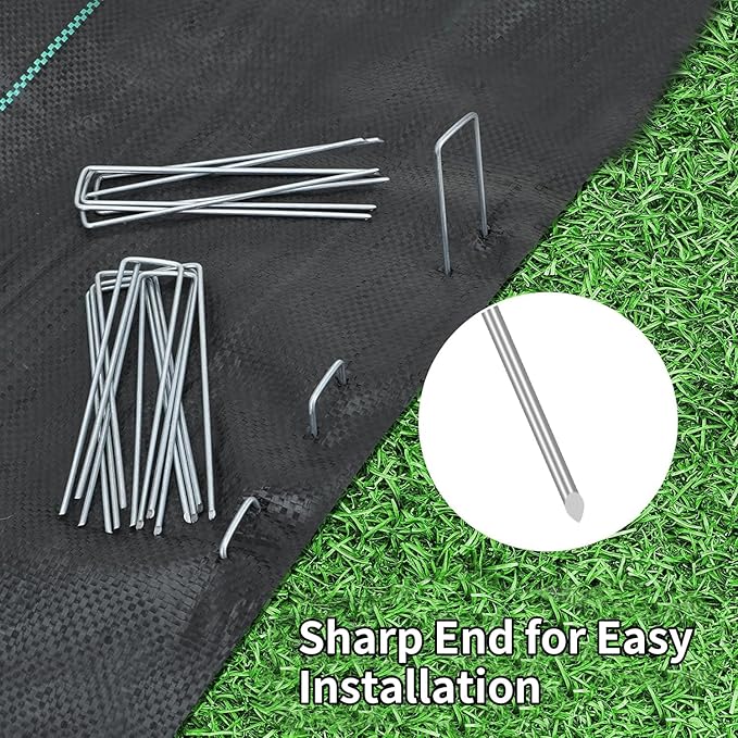 CEWOR 500 Pack 6 Inch Landscape Staples 11 Gauge Garden Stakes, Garden Staples Galvanized U-Shaped Pins Lawn Ground Yard Staples Fence Stakes for Landscaping Fabric Drip Irrigation
