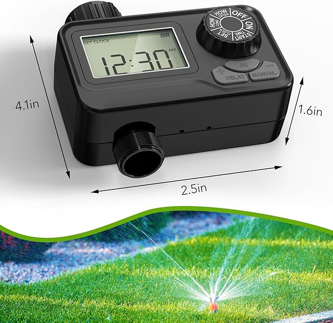 BN-LINK Sprinkler Timer Outdoor, Programmable Water Timer with Rain Delay, Automatic Irrigation System for Lawns & Garden Hoses - Waterproof Manual Controller with Large LCD Display, 1 Outlet