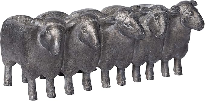 Creative Co-Op Resin Sheep Planter with Distressed Iron Finish