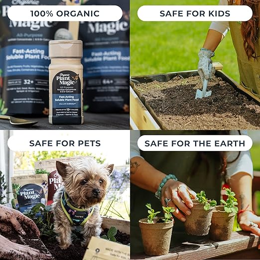 Organic Plant Magic - Truly Organic™ Easy to Use Soluble Plant Food Shaker: All-Purpose Fertilizer Concentrate for All Flower Vegetable Herb Fruit Tree Indoor Garden & House Plants [Two 3 oz Shaker]