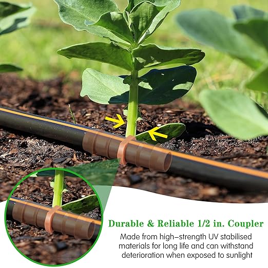 Drip Irrigation Barbed Coupling：20 Pack Drip Irrigation Coupler Parts Fits for 1/2 Inch Drip Irrigation Tubing 17mm 0.600" ID Coupling Connectors for Patio Lawn Garden