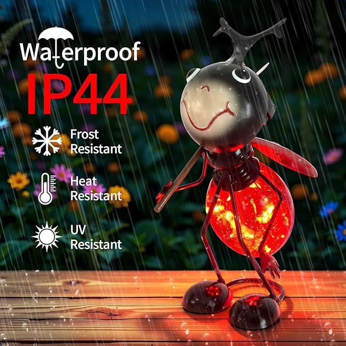 Solar Garden Statue Ladybug Decor,Outdoor Decorative Tabletop Lanterns,Outdoor Ladybug Figurines Decorations for Patio Yard Lawn Ornaments,Birthday Gifts for Mom Women Grandma