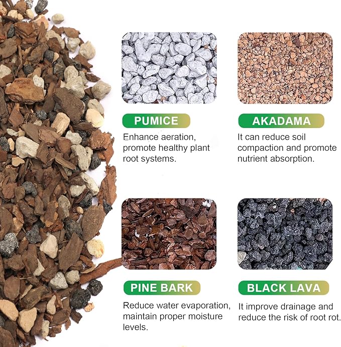Bonsai Soil Mix 10qt, Potting Soil Mix Ready to Use for Bonsai Tree and Indoor Plants, Composed of Akadama, Lava Rock, Prumice, Bark