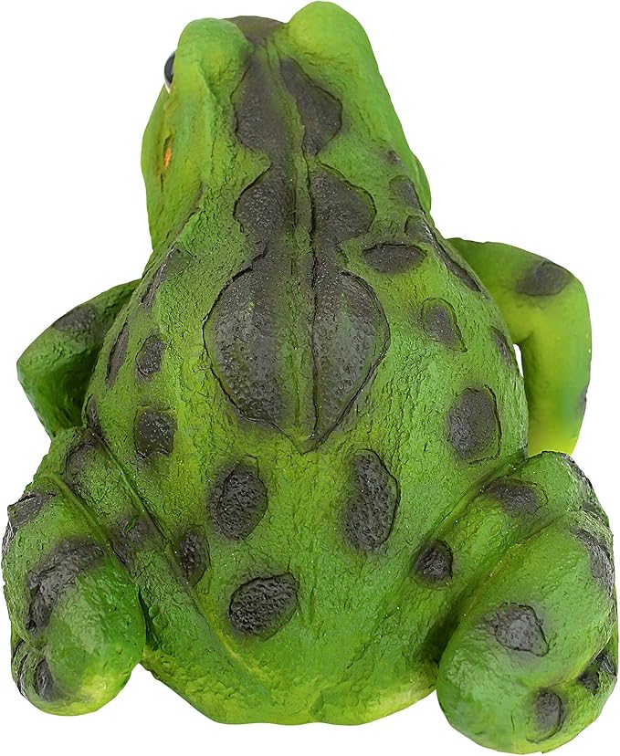 Design Toscano Ribbit The Frog Garden Toad Statues, 9 Inch, Set of Two, Polyresin, Full Color