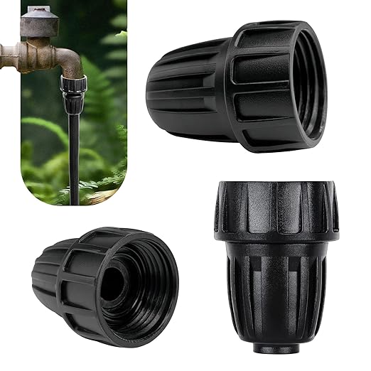 6 Pack 1/2 Inch Drip Irrigation Tubing to Faucet/Garden Hose Adapter, 3/4" to 1/2" Irrigation Hose Adapter, 3/4" Female Faucet Connector Fitting for Irrigation Tubing (1/2'' ID x 0.60''-0.64'' OD)
