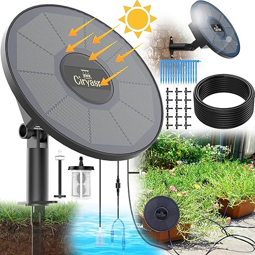 Solar Drip Irrigation System, Automatic Watering System with 2200mAh Battery and 6 Timer Modes for Potted Plants Drip Irrigation Kit for Balconies, Green House, Garden, Balcony