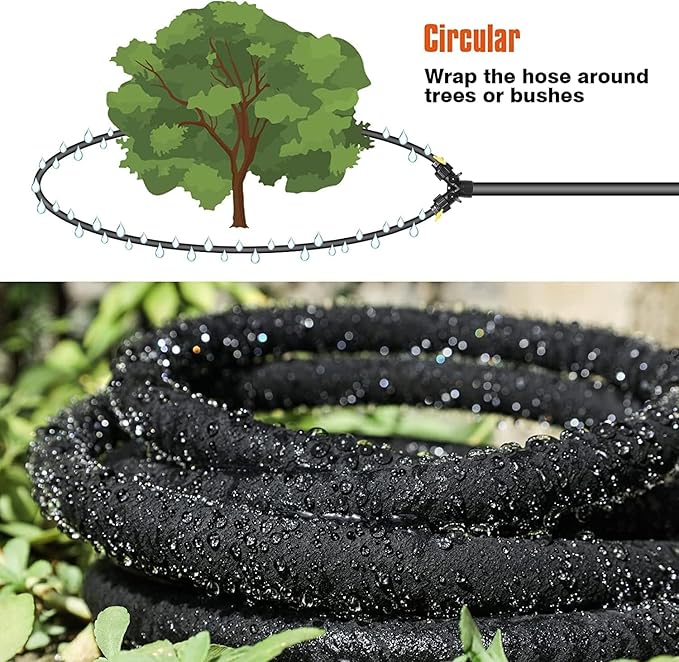 Soaker Hose for Trees, 1/2" Heavy Duty 10 FT Soaker Ring Hose,Garden Soaker Hose with Y Splitter
