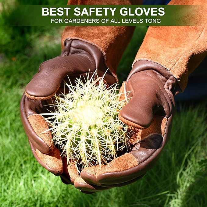Womens Gardening Weeding Working Gloves, Leather Garden Glove for Women Thorn Proof No Stab for Digging, Planting,Pruning