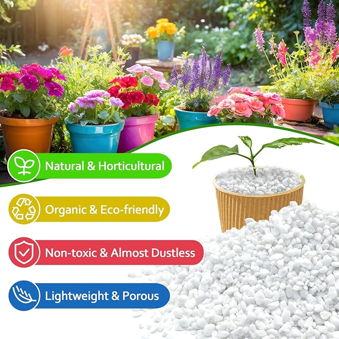 Halatool 10QT Perlite for Plants 3-6 mm Horticultural Organic Perlite Bulk for Gardening Natural Potting Soil Mix Additive for Indoor & Outdoor Planting