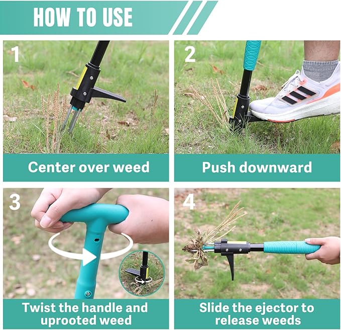 Breeze Touch 39" Weed Pulling Tool, 3-Claw Detachable Weed Puller Tool with Long Handle, Heavy Duty Stand Up Weeder Weeding Tool for Lawn, Yard, Garden, Crabgrass, Dandelion Picker, Weed Remover