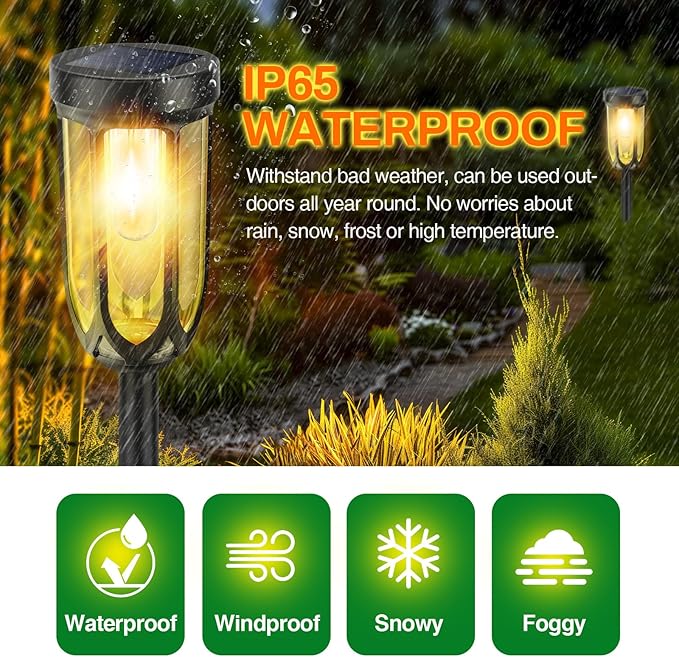 Solar Pathway Lights Outdoor, Bright Solar Lights Outdoor Waterproof IP65, Auto On/Off Driveway Patio Light, LED Solar Garden Lights Landscape Lighting for Walkway Lawn Yard (4 Pack)