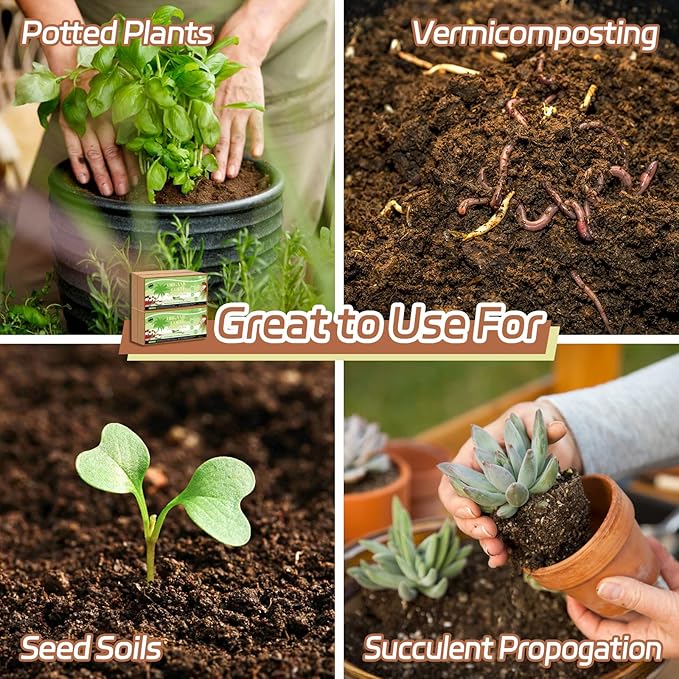 Riare 10pcs Organic Coco Coir Bricks Soil Blocks- 100% Natural Compressed Coco Peat Brick Coconut Fiber Substrate with Low EC& pH Balance, High Expansion Coco Coir Pith Coconut Husk for Garden