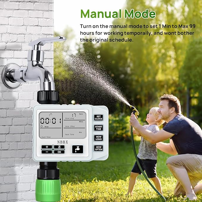 Digital Sprinkler Timer for Garden Hose Watering, Battery Powered Hose Timer with Rain Delay, Manual, Automatic Watering System, Outdoor Programmable Water Timer Irrigation Timer