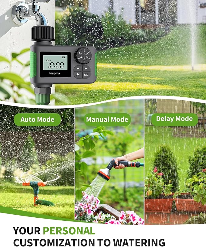 Hose Timer, Water Timer for Garden Hose, Programmable Sprinkler Timer with Rain Delay/Manual/Automatic Watering System, Waterproof Digital Irrigation Timer for Yard Lawn Garden