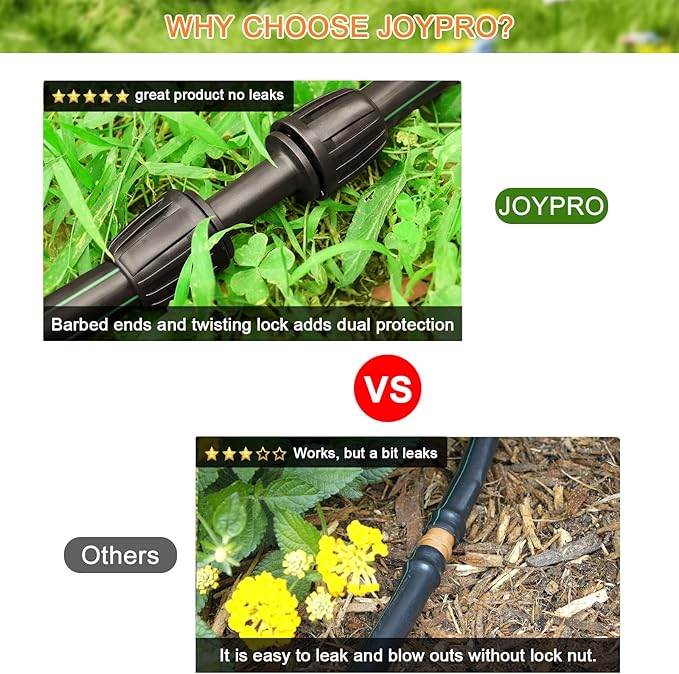 Drip Irrigation Fittings for 1/2 inch Tubing (0.60"-0.63" OD), 12 Pieces Barbed Coupling Drip Parts Locked Coupler Connectors, Drip Line Nuts Connectors for 1/2" Drip Irrigation Hose (13mm ID)