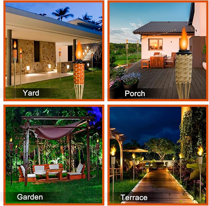 Nonley 8 Pack Torch Canisters, 16 oz. Torch Replacement Canister Bamboo Torches Refill Canister with Wicks and Covers, Metal Decorative Lighting Torches for Lawn Patio Backyard,Garden, Outdoor Decor