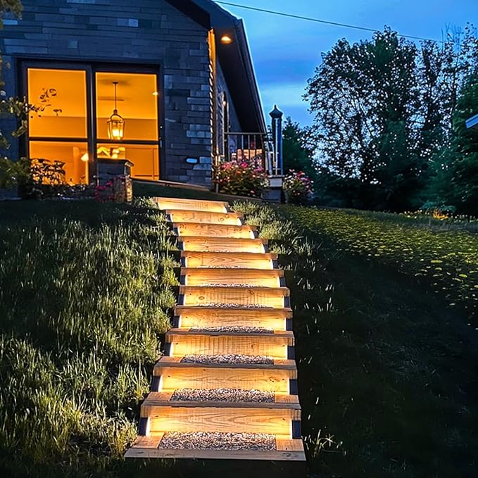 Solar Step Lights - 6 Pack Waterproof IP67, Deck & Patio Staircase Lights (Warm Brown)