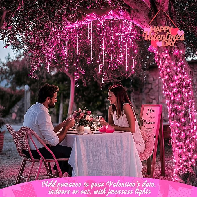 JMEXSUSS 66 Ft Pink Lights for Room Decor, 200 LED Pink String Fairy Christmas Lights Clear Wire Plug in for Bedroom Indoor Outdoor Girl's Room Decorations