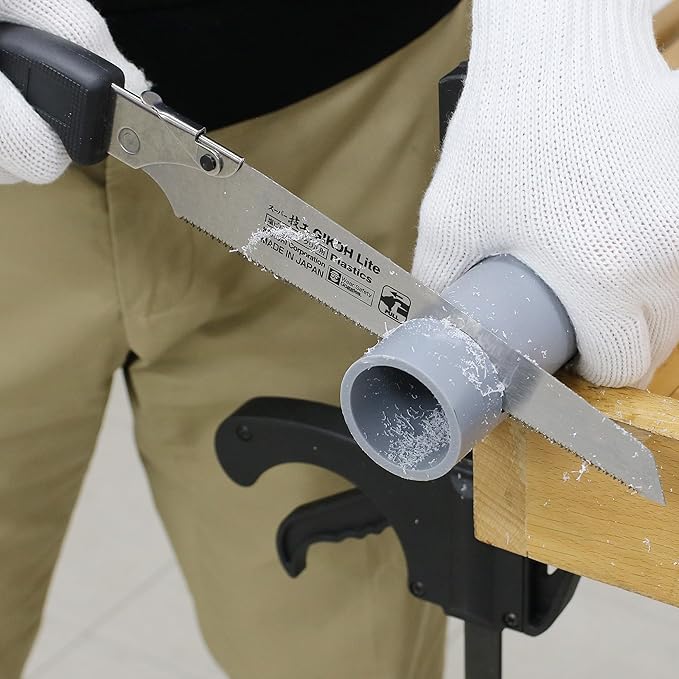 KAKURI Japanese Hand Saw [PVC Pipe, Plastic] 8-1/4" Japanese Pull Saw with Blade Cover, Made in JAPAN