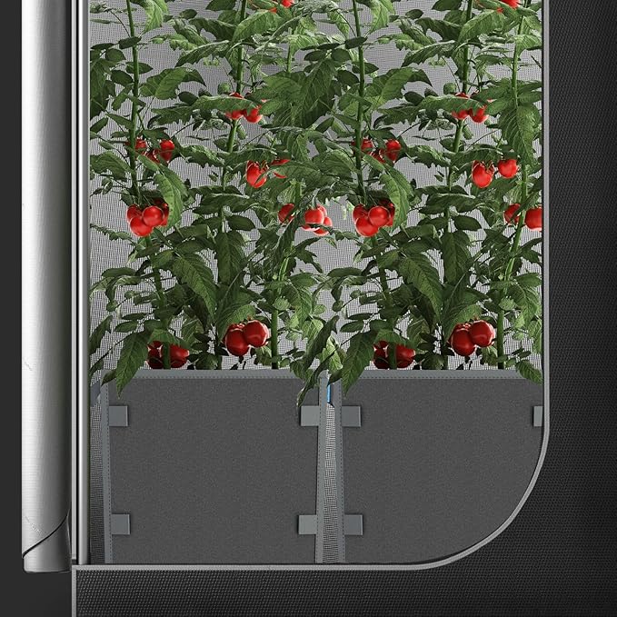 AC Infinity Square Heavy Duty Fabric Pots, 7 Gallon Aeration Reusable Grow Bags 5-Pack with 500G Thick Nonwoven Fabric and Plant Stake Loops, for Garden Growing Fruits, Vegetables, and Flowers