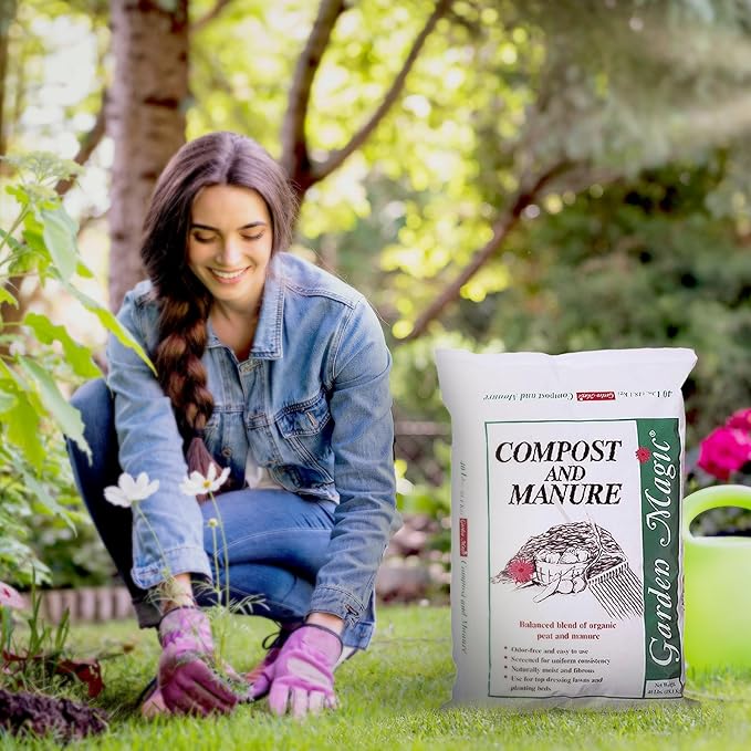 40 Pound Garden Magic Compost and Manure with Odor Free Blend and Naturally Moist and Fibrous for Lawn and Garden