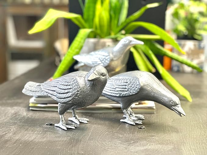 NACH Cast Iron Crow Statue, Head Down Raven, Large Garden Statues, Crow Garden Sculpture, Bird Figurines Home Decor, Raven Decor, Antique Metal Bird Statue, 10 x 3.5 x 6 inches, JS-90-7117AM