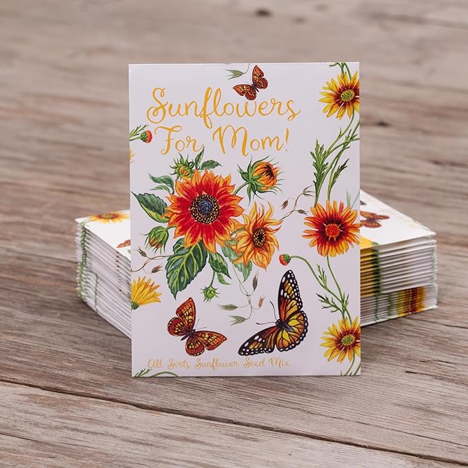 25 Sunflowers for Mom - Happy Mothers Day - Sunflower Seed Packets